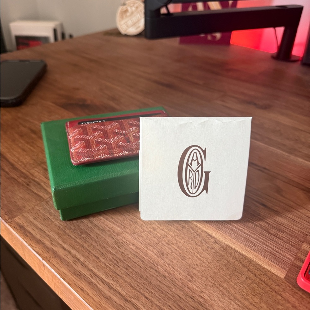 Goyard Red and White Card Holder